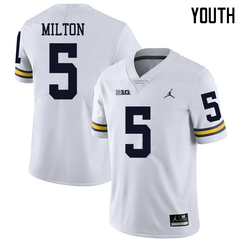 Jordan Brand Youth #5 Joe Milton Michigan Wolverines College Football Jerseys Sale-White